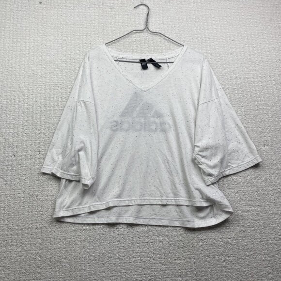 Adidas Shirt Future Icon Winners 3.0 Confetti Tee White / Gray Women Sz S - Picture 5 of 10